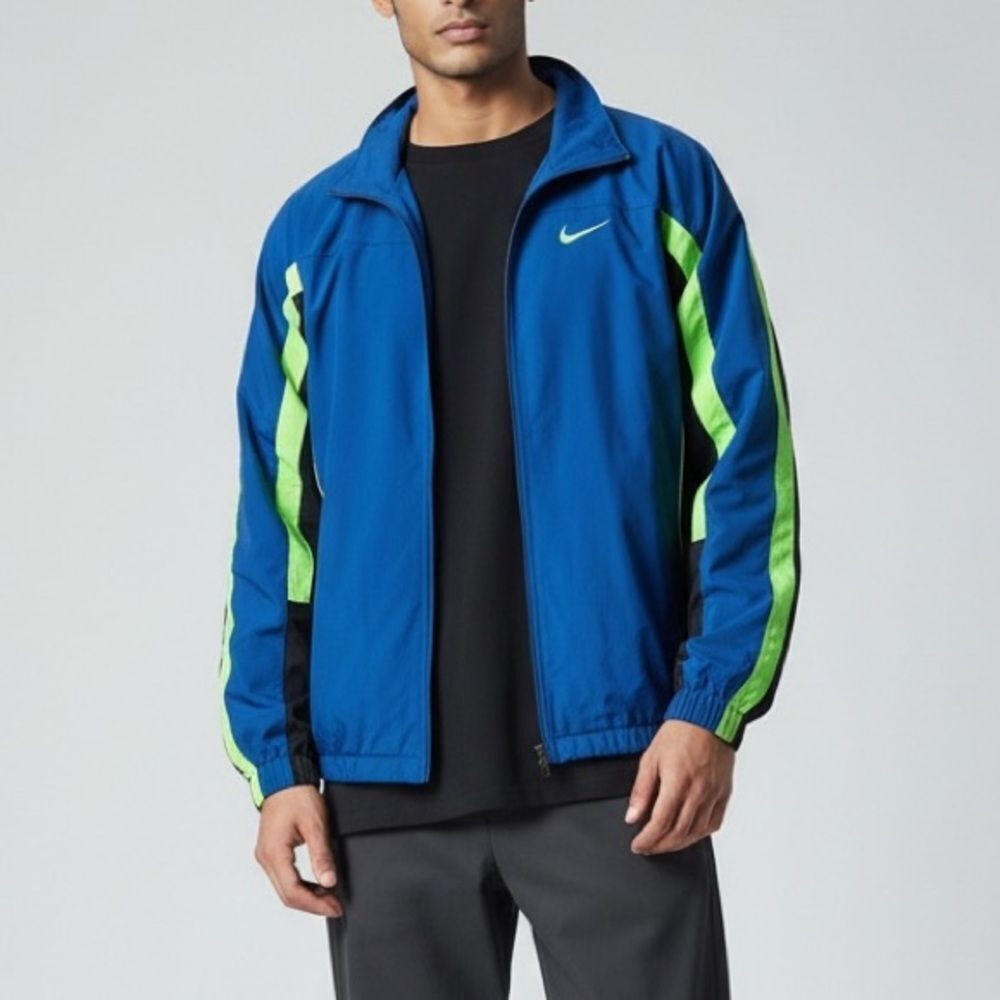 Vintage Nike Storm Fit Windbreaker Jacket Blue Neon Y2K 2000s Mens L